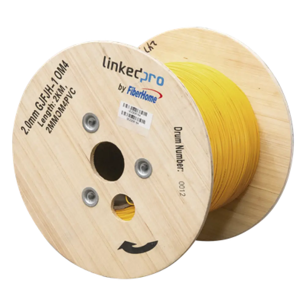 Cable de Fibra Óptica Multimodo / OM4 / Simplex / Tight Buffer 0.9 mm / Diámetro 2.0 mm / PVC Amarillo / Precio Por Metro