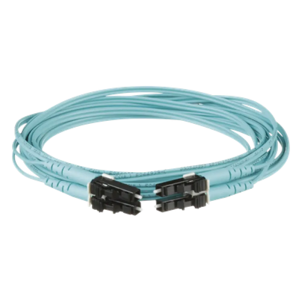 Jumper de Fibra Óptica / OM3 50/125 / LC-LC Dúplex / OFNR / 9 m (29.53 ft) / Aqua