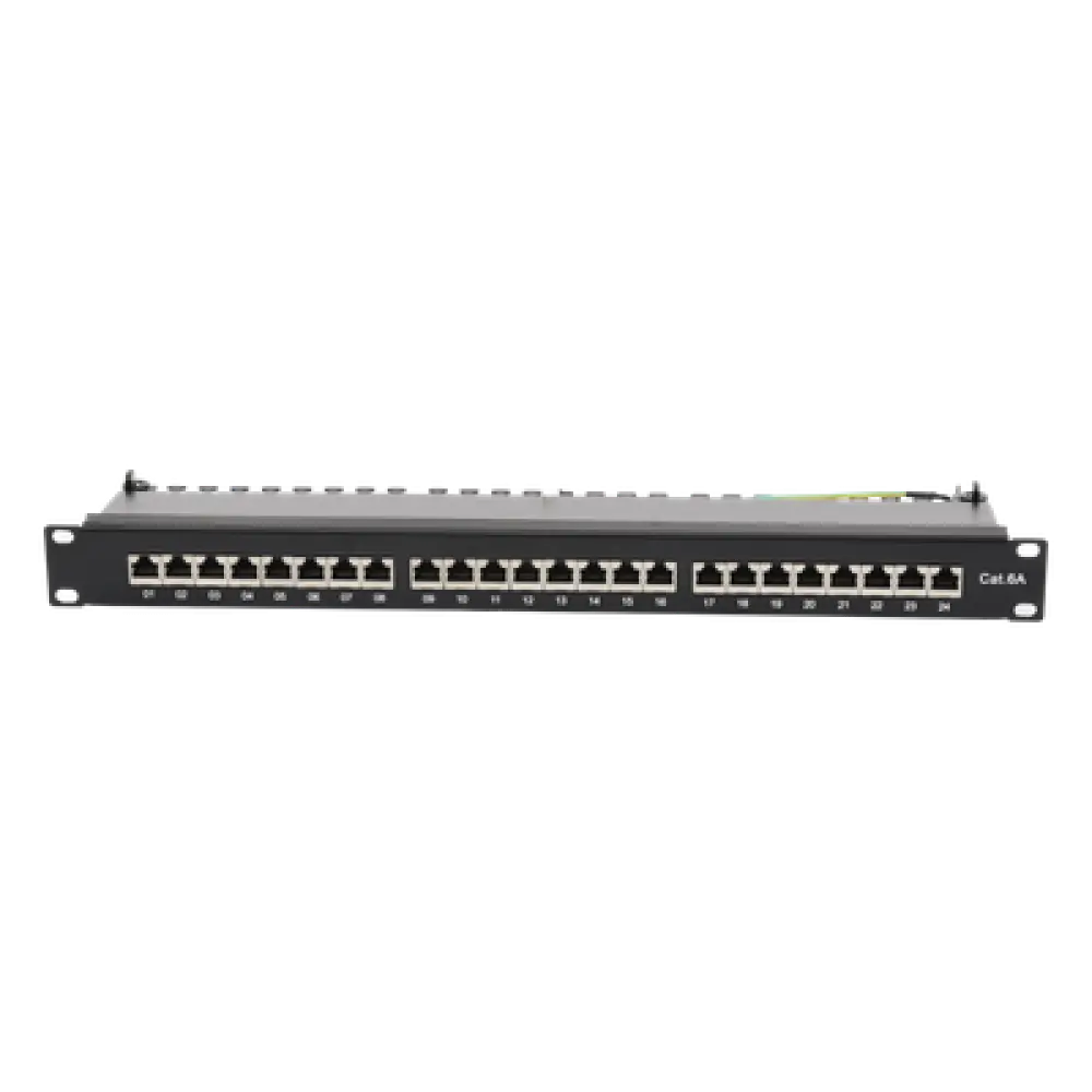 Panel de Parcheo / 24 Puertos / Cat6A Blindado / 1U Rack / T568A/B / 0 a 70°C