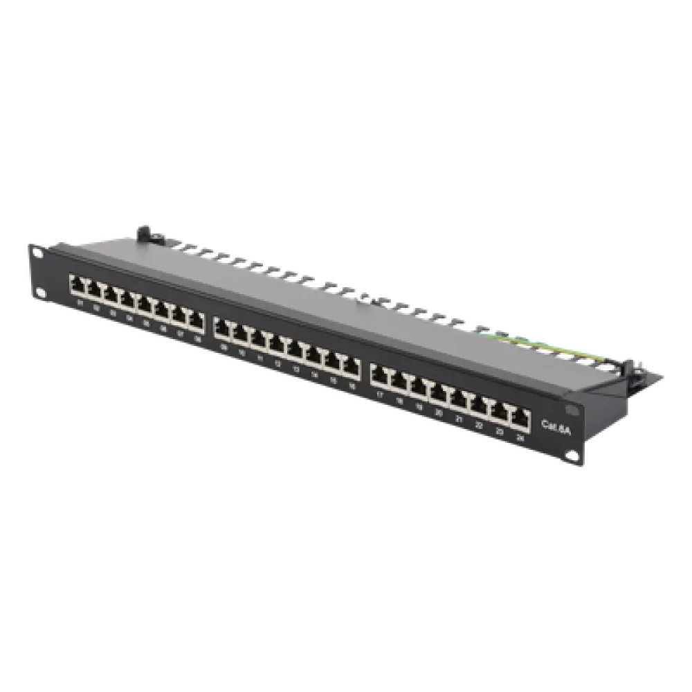 Panel de Parcheo / 24 Puertos / Cat6A Blindado / 1U Rack / T568A/B / 0 a 70°C