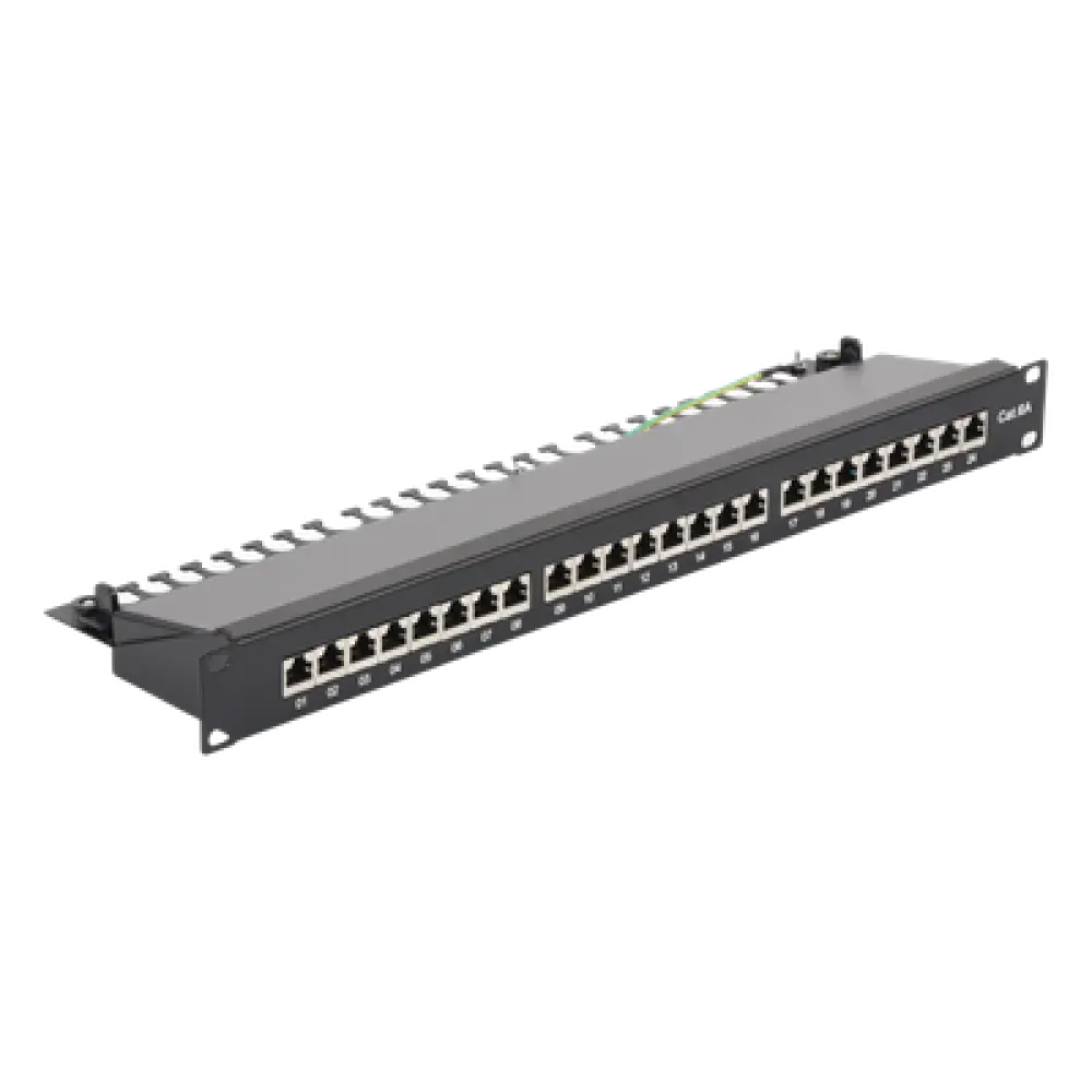 Panel de Parcheo / 24 Puertos / Cat6A Blindado / 1U Rack / T568A/B / 0 a 70°C