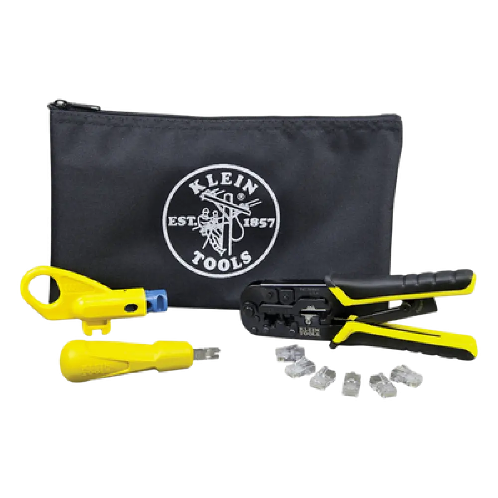 Kit de Instalación de Cable UTP / Pelacables Radial / Ponchadora Modular / Ponchadora 110 / 6 Conectores RJ45-Cat5E / Estuche con Cierre Relámpago