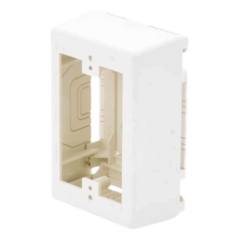 Caja de Pared Superficial / PVC Auto-extinguible / 5 x 3.26 x 1.62 in / Salidas 1/2-3/4-1 in / Blanco Mate