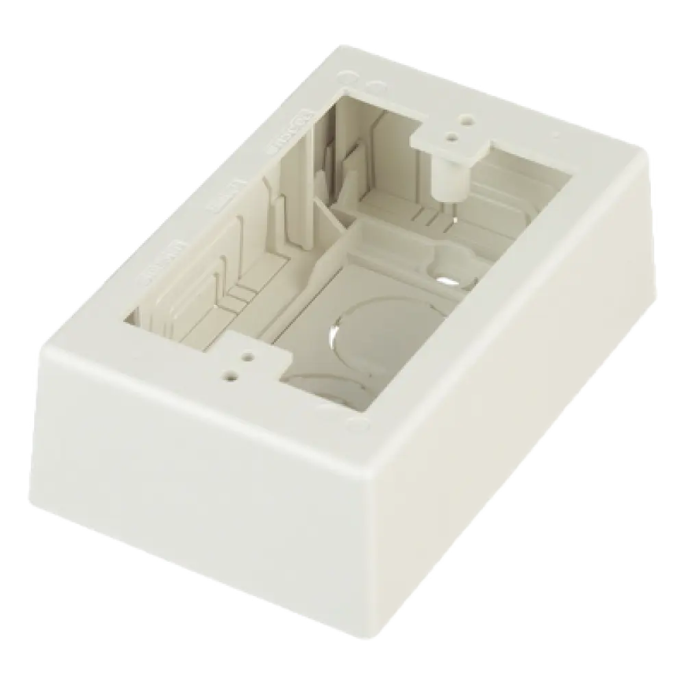 Caja de Pared Superficial / PVC Auto-extinguible / 5 x 3.26 x 1.62 in / Salidas 1/2-3/4-1 in / Blanco Mate