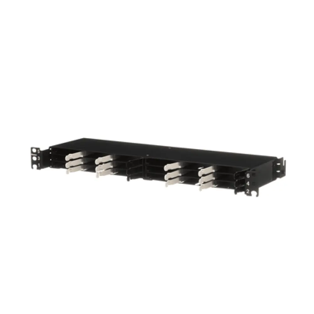 Panel de Distribución de Fibra Óptica / 1 UR / 19" / 144 Fibras / 18 Cassettes HD Flex / 4 Espacios / 1.72" (43.7 mm) Alto