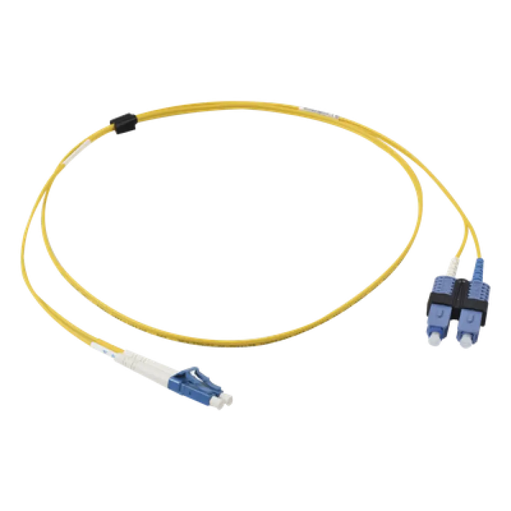 Jumper de Fibra Óptica Monomodo / OS2 / XGLO / Riser / LC/UPC-SC/UPC Duplex / OFNR / Amarillo / 1 Metro (3.28 Pies)