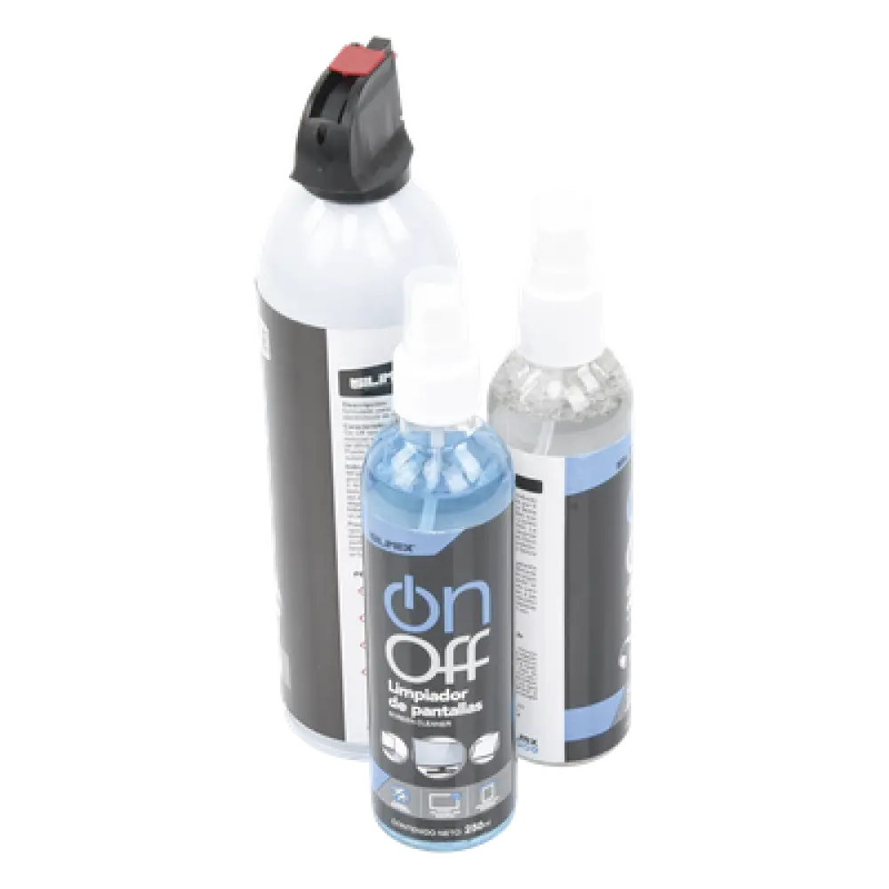 Kit de Limpieza para Electrónicos / 4 Productos Especializados / Aire Comprimido 660 ml / 2 Limpiadores 250 ml / 2 Microfibras 30x30 cm