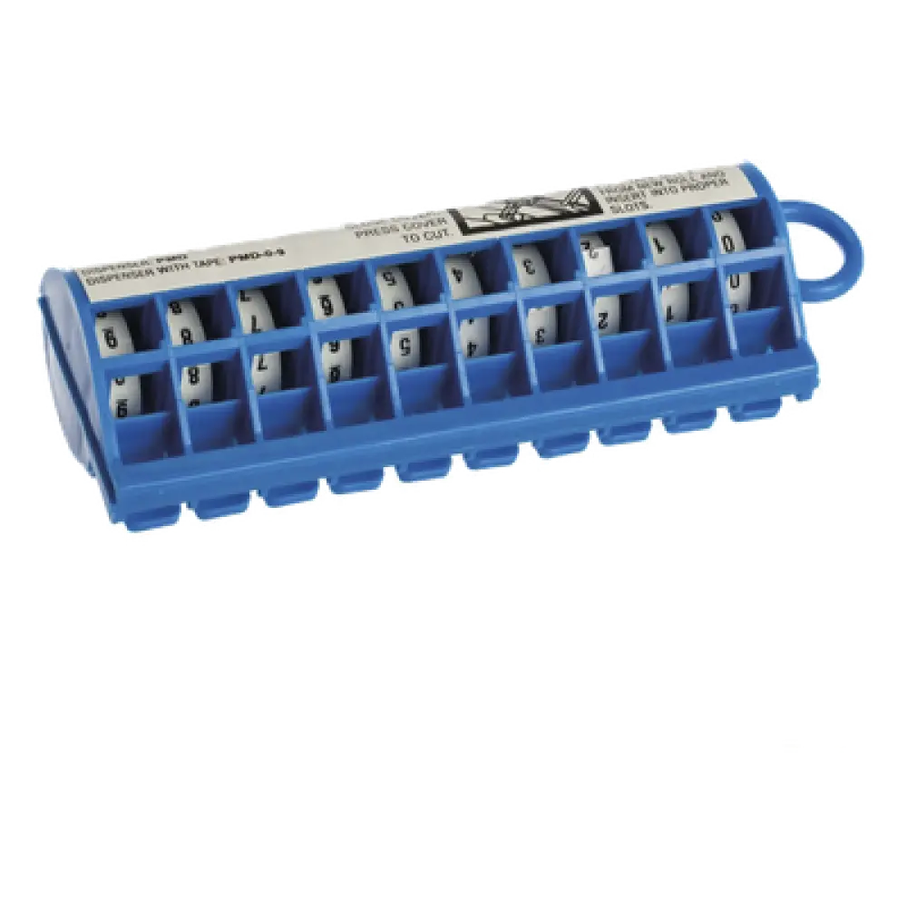 Dispensador de Etiquetas Marcadoras / Rollo Pre-Impreso 0-9 / 2.4 m (7.87 pies) / Poliéster Blanco