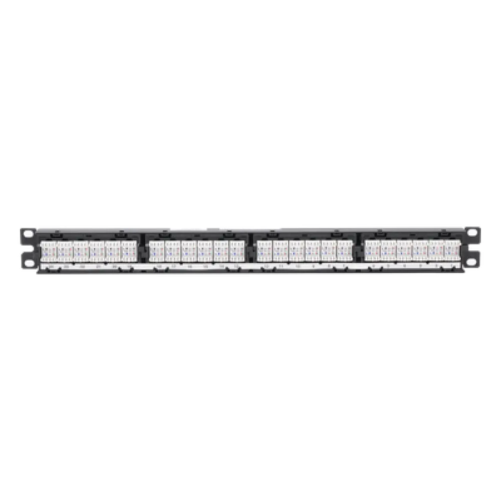 Panel de Parcheo de Impacto / Categoría 6 / 24 Puertos / 1UR / 1-250 MHz / PoE++ 100W