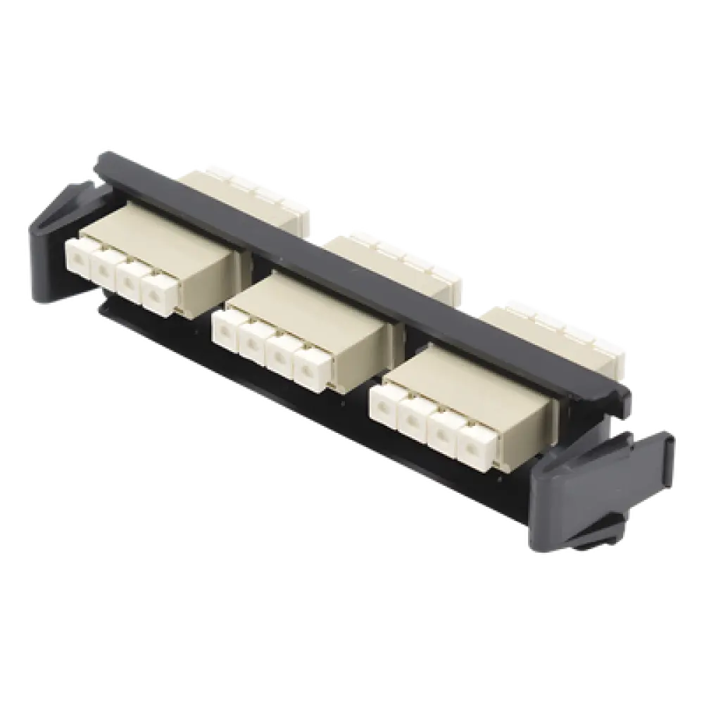 Placa Acopladora de Fibra Óptica / 12 Fibras Multimodo / Conectores LC Quad / Color Beige / Quick-Pack
