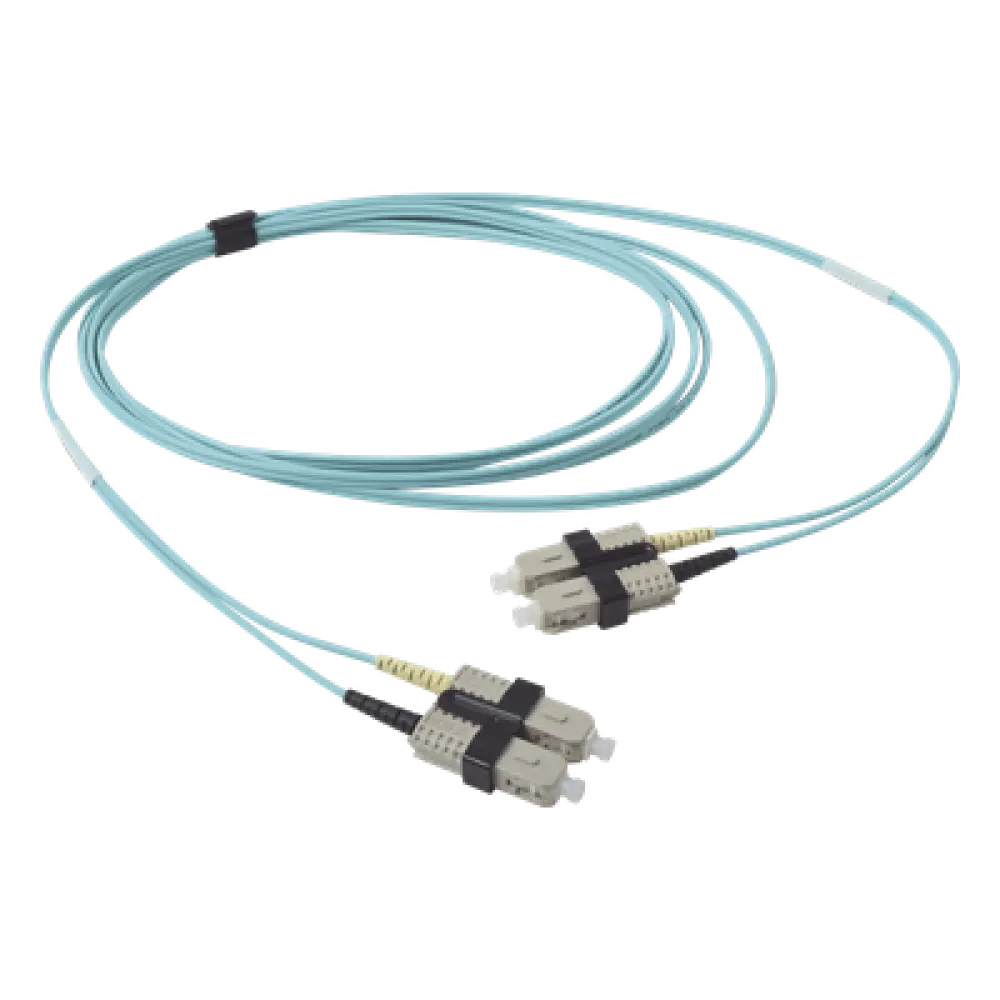 Jumper de Fibra Óptica / Multimodo 50/125 OM3 / SC-SC Duplex / OFNR / Aqua / 3 Metros (9.84 Pies)