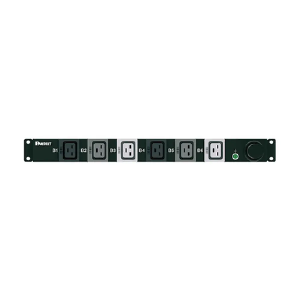 PDU Básico para Rack / 6 Salidas C19 / Entrada Trifásica 50 A / 208 Vca / Horizontal 1U / 19 in