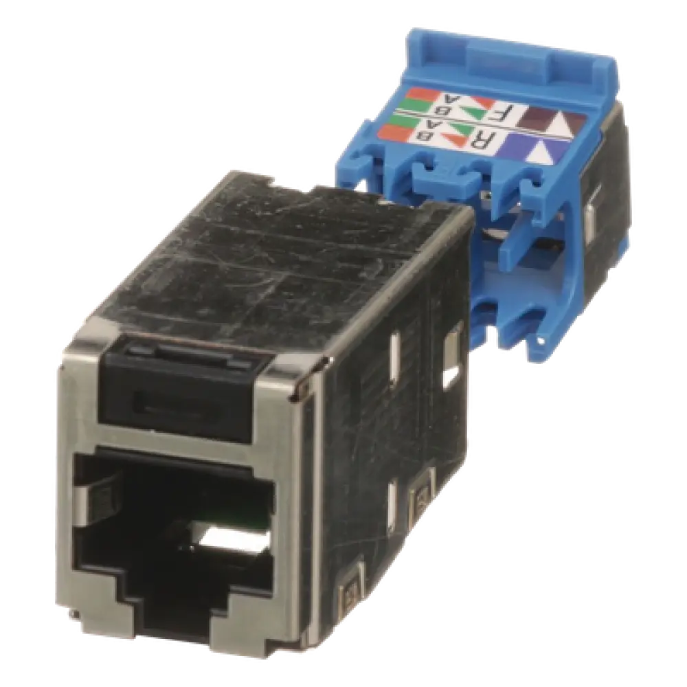 Conector Jack RJ45 Blindado / Categoría 6A / 8 Posiciones 8 Cables / Terminación sin Impacto / Color Negro