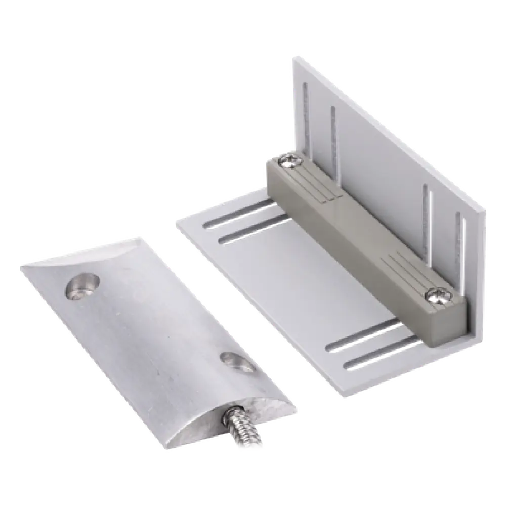 Contacto Magnético para Piso Uso Rudo / GAP 75 mm (3 in) / Cable Blindado 55 cm / 12 VCC / 0.5 A / Placa de Montaje en L