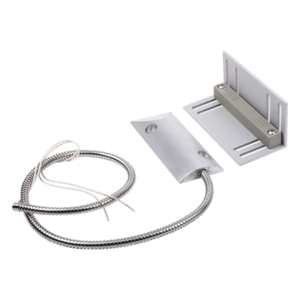 Contacto Magnético para Piso Uso Rudo / GAP 75 mm (3 in) / Cable Blindado 55 cm / 12 VCC / 0.5 A / Placa de Montaje en L