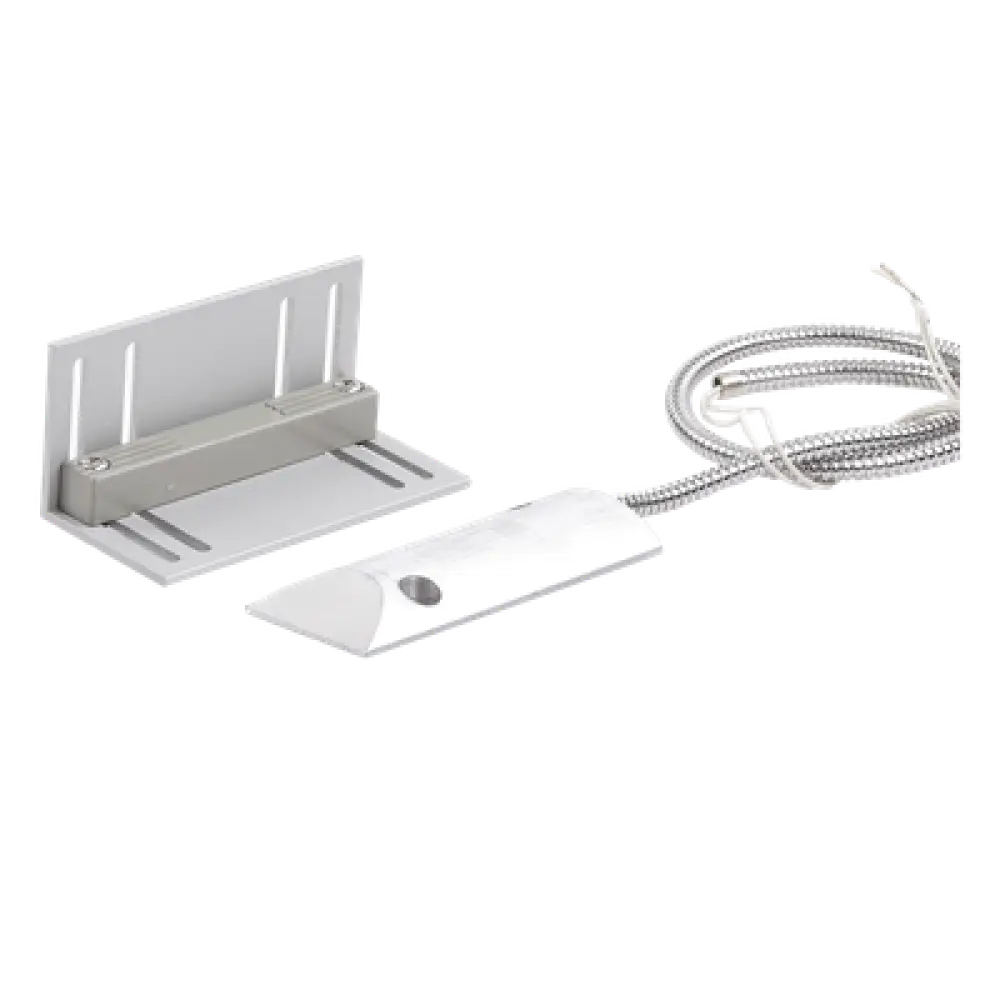 Contacto Magnético para Piso Uso Rudo / GAP 75 mm (3 in) / Cable Blindado 55 cm / 12 VCC / 0.5 A / Placa de Montaje en L
