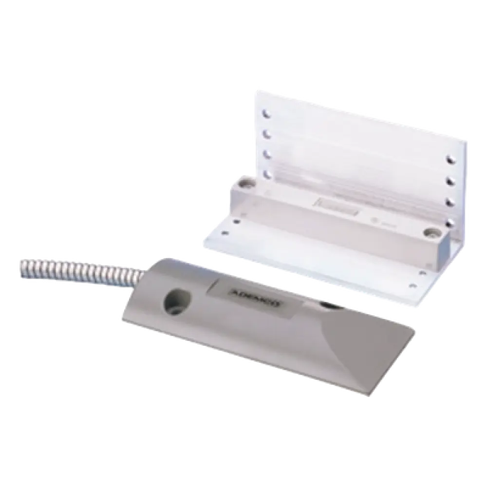 Contacto Magnético de Uso Rudo / Soporte en L Ajustable / Cable Blindado 60 cm (23.6 in) / Gap 60 mm (2.36 in) / Sellado con Epóxico / NC 28 VDC