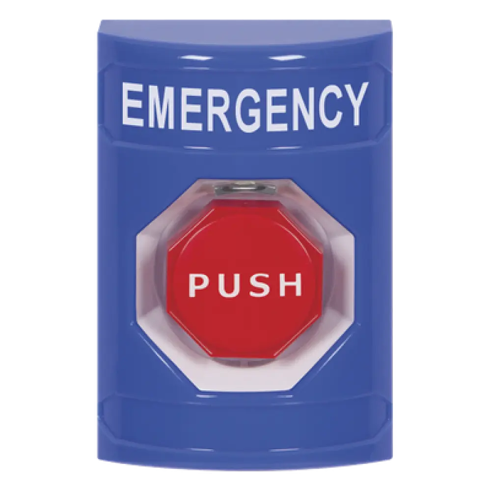 Botón de Emergencia / Texto en Español / Momentáneo / Anti-activación Accidental / Policarbonato Resistente / UL cUL ADA