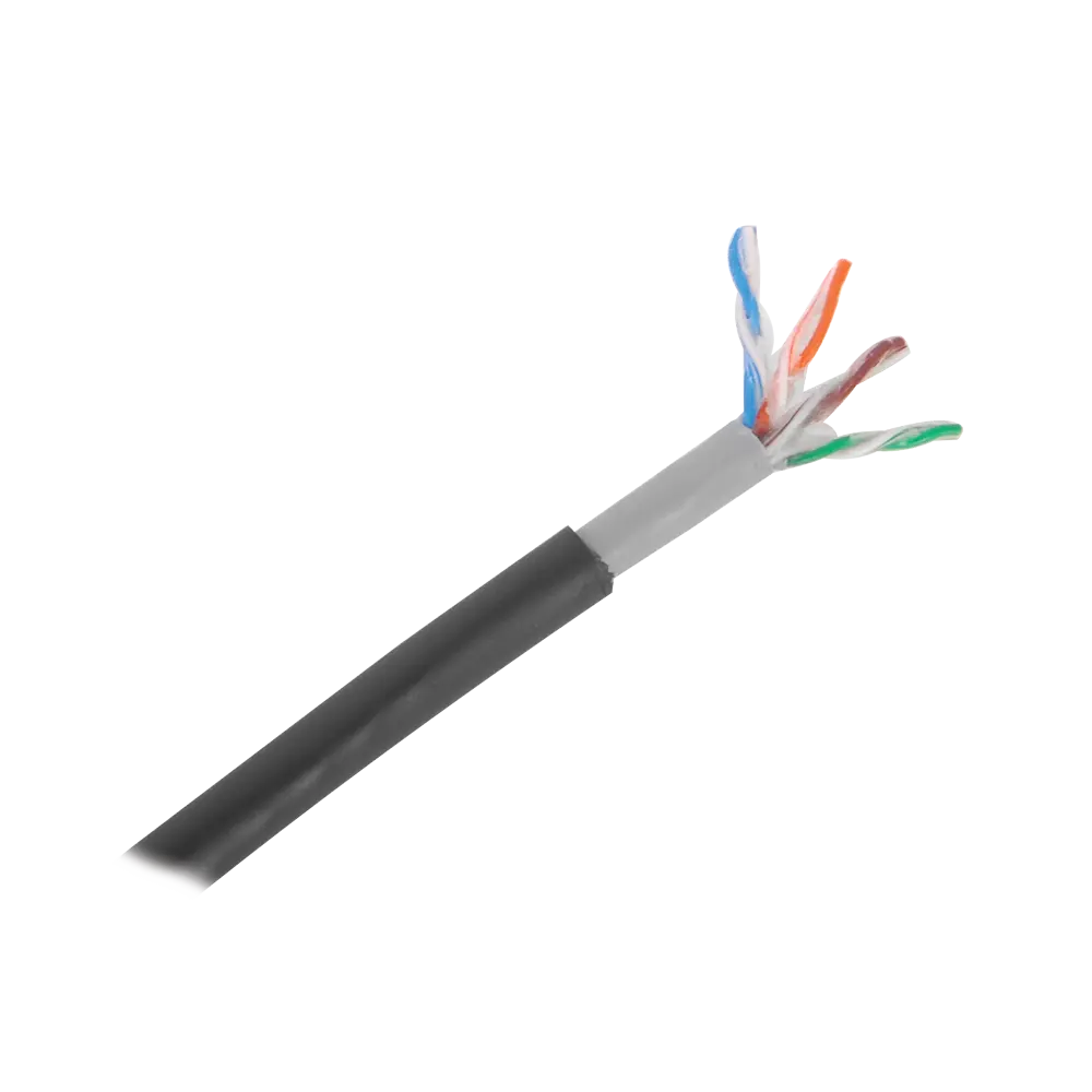 Bobina de Cable de 305 Metros (1000 Pies), Cat5E, con Gel, para Intemperie, Doble Forro Extrema Humedad, Bajo Tierra, UL, Color Negro para Aplicaciones en Video Vigilancia, y Redes de Alta Velocidad.