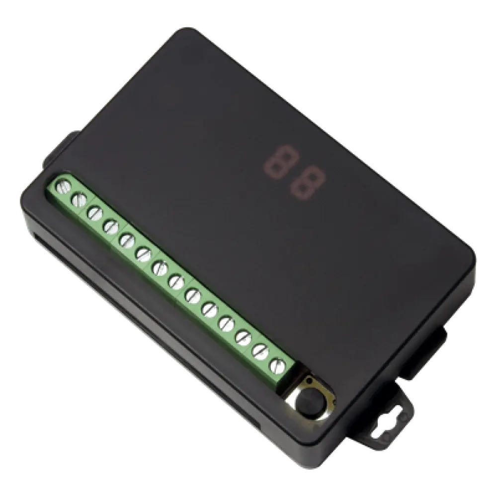 Receptor RF de 4 Canales / Alcance 80 m (262 ft) / Pulso Temporizado 0.5-99 s o 1-99 min / 315 MHz / 12-24 VDC
