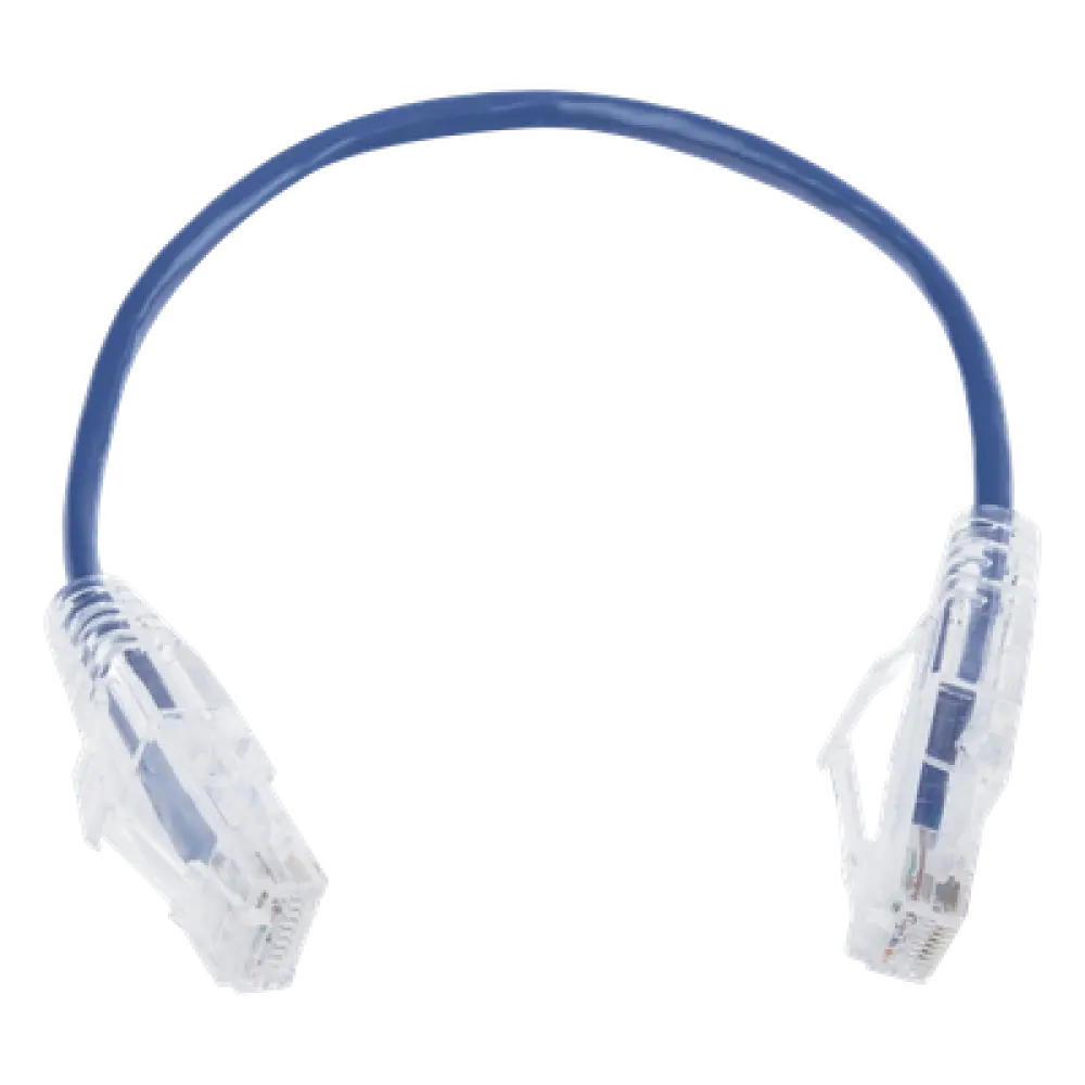 Cable de Parcheo Slim UTP Cat6 / 20 cm (0.66 pies) / 28 AWG / Azul / 1 Gbps