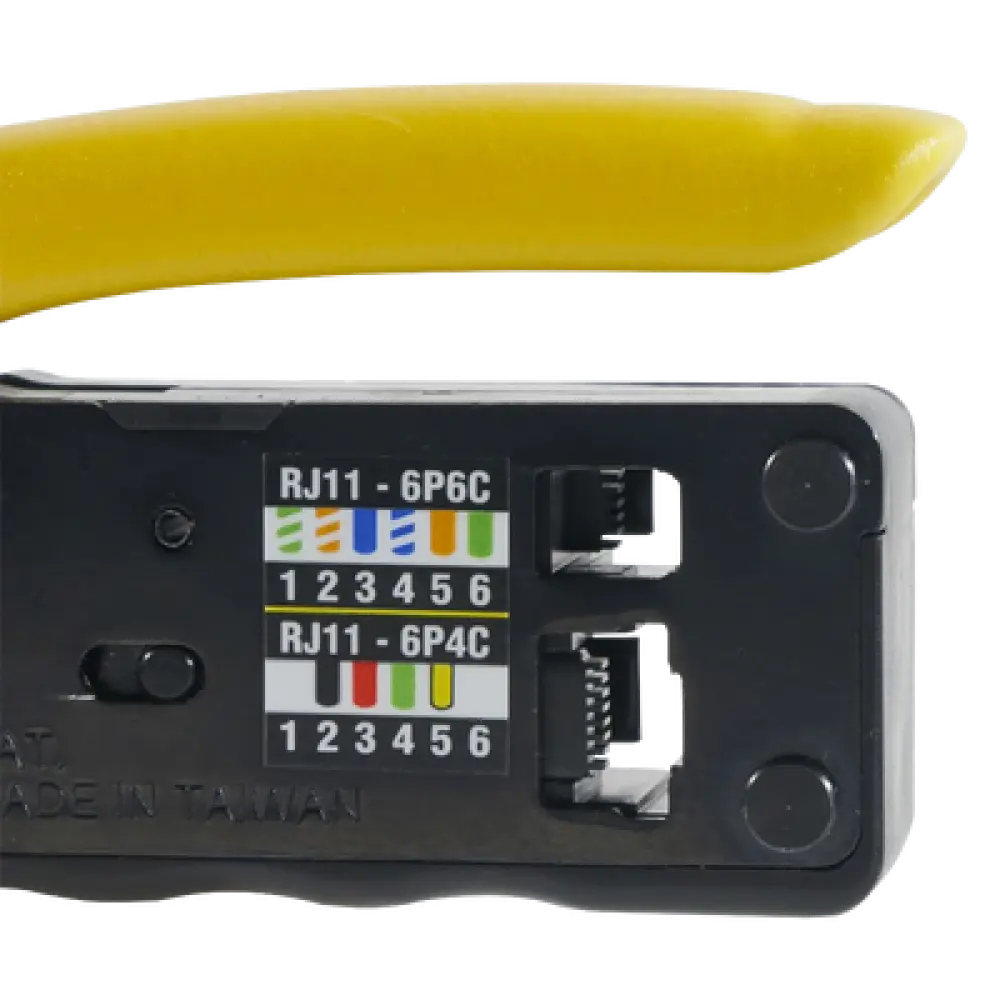 Ponchadora/Pelacables/Cortacables / Matraca ciclo completo / RJ45-RJ11/12 / Cat3-Cat5e-Cat6 / Compacta ergonómica