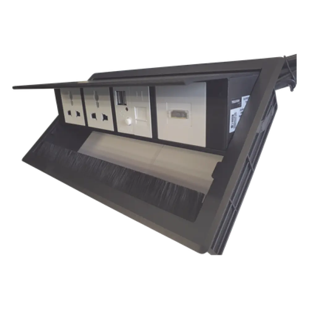 Caja Hub de Escritorio / 2 Contactos Universales / HDMI + RJ45 Cat6 / 2 USB Carga / Cable 1.80 m (5.9 ft) / IP20
