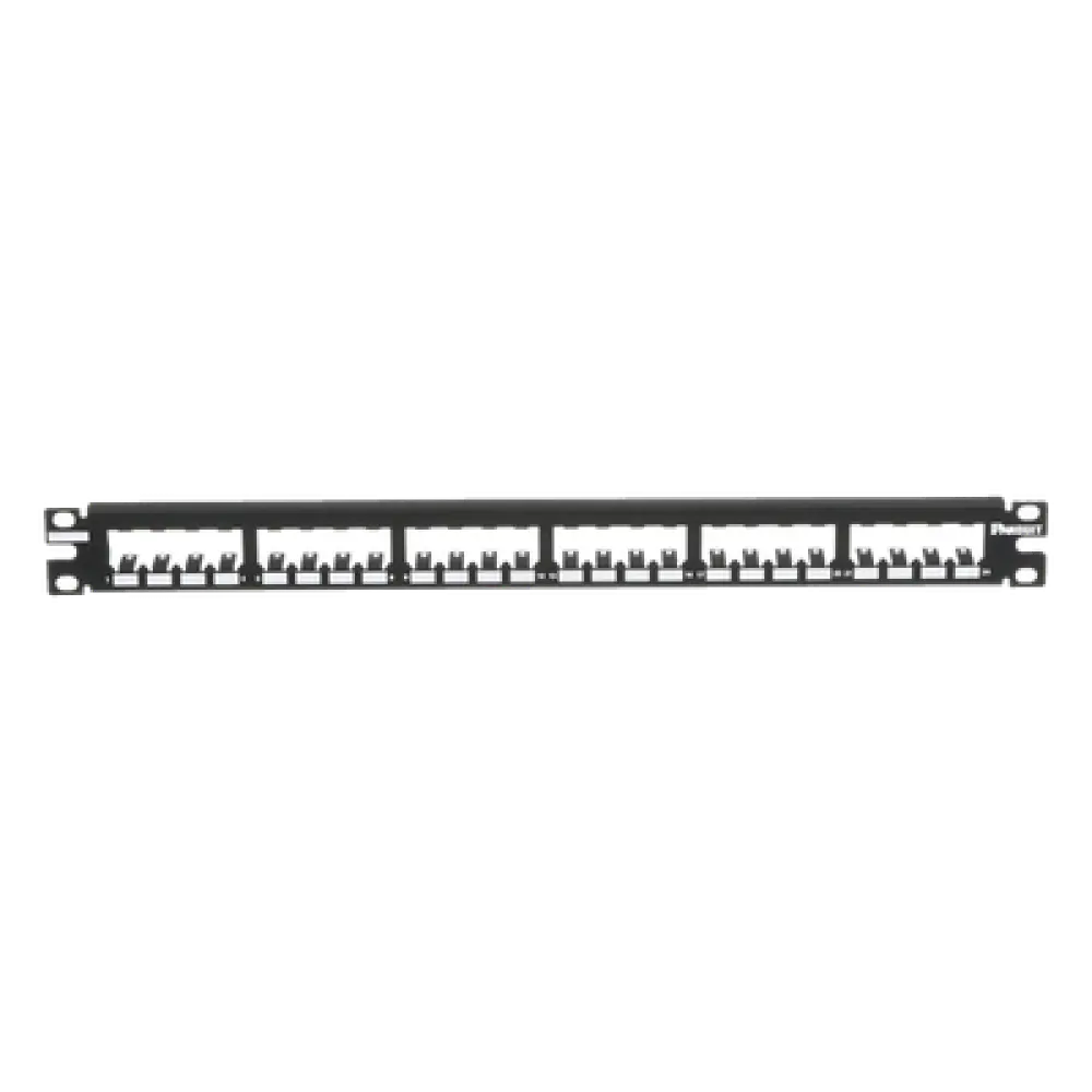 Panel de Parcheo Modular / 24 Puertos / 1UR / Plano / Totalmente Blindado / Acero Inoxidable / Rack 19"