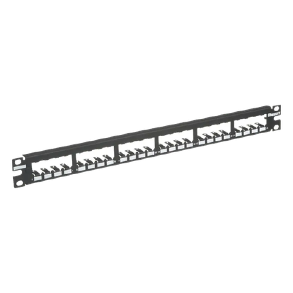 Panel de Parcheo Modular / 24 Puertos / 1UR / Plano / Totalmente Blindado / Acero Inoxidable / Rack 19"