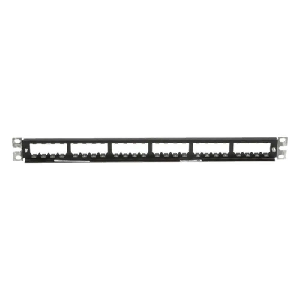 Panel de Parcheo Modular / 24 Puertos / 1UR / Plano / Totalmente Blindado / Acero Inoxidable / Rack 19"