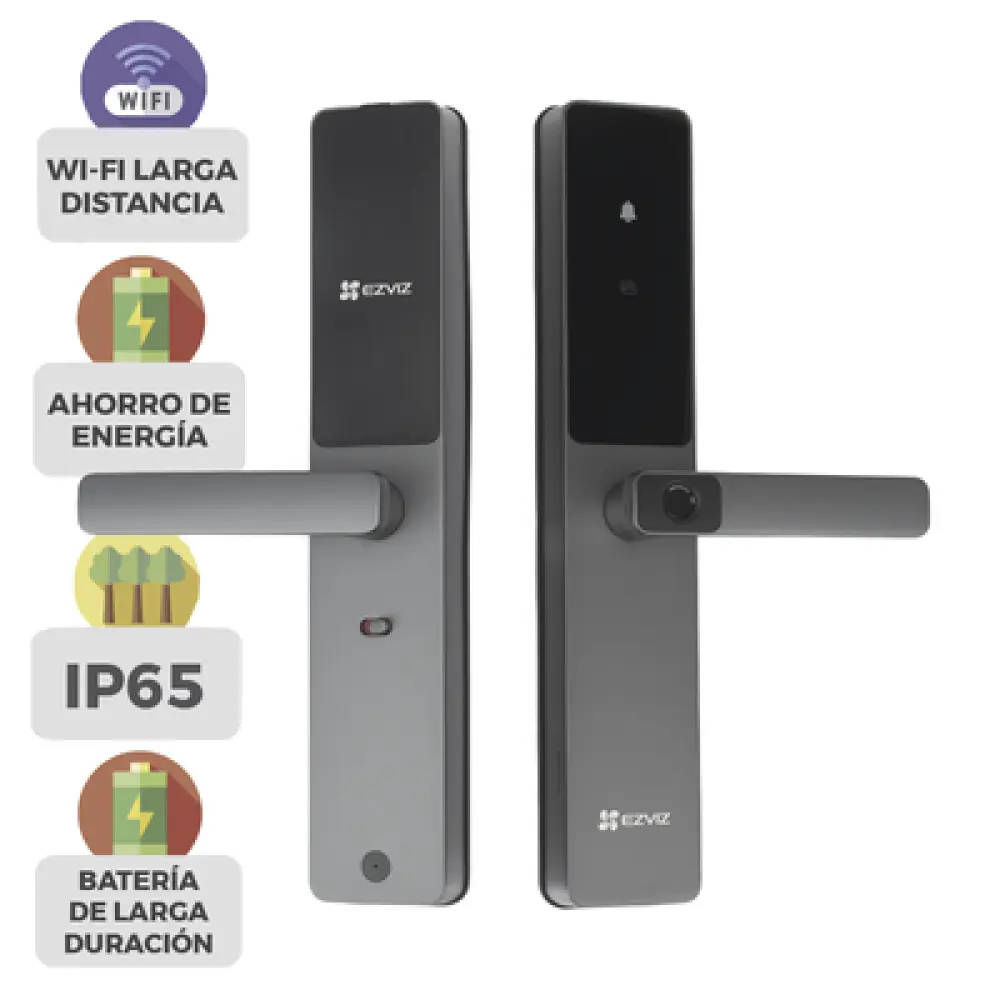 Cerradura Inteligente / Wi-Fi y Bluetooth / Huella y Tag / IP65 / -25°C a 70°C / 8 Baterías AA