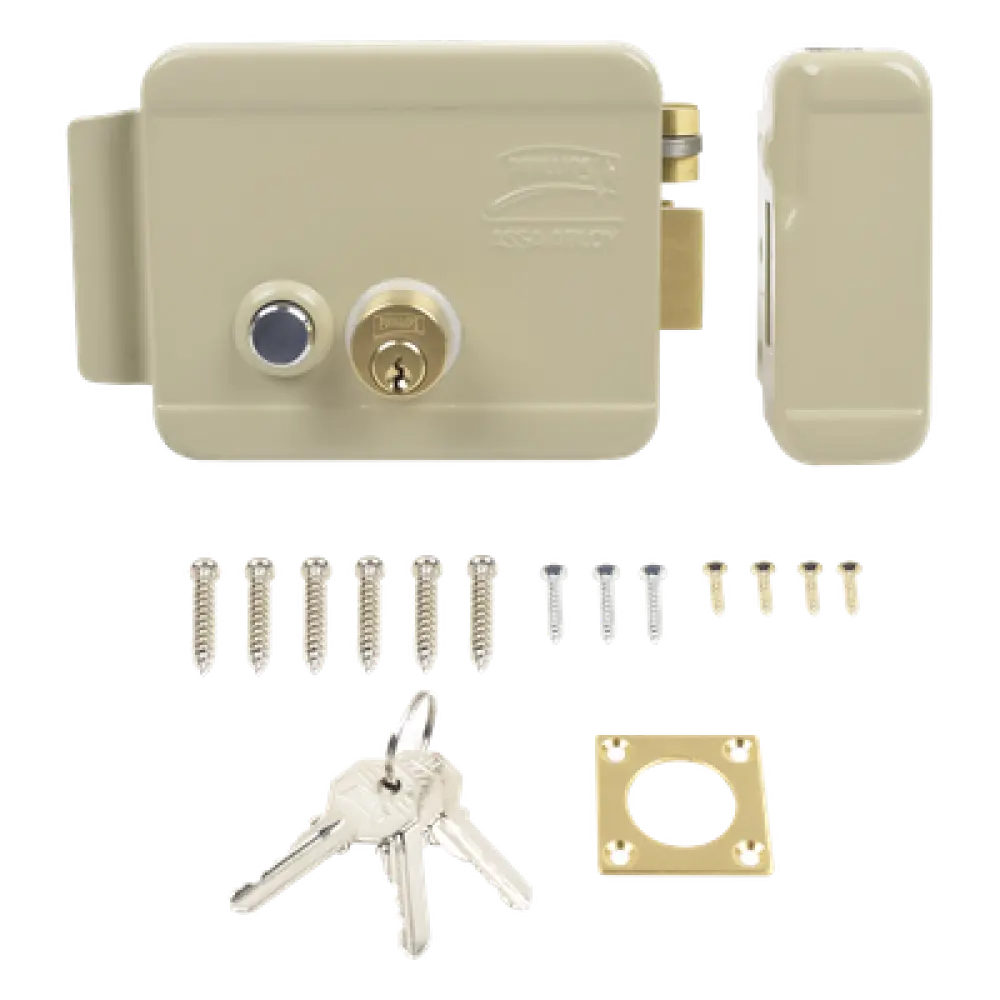 Cerradura Eléctrica / Doble Cerrojo / 12 VCC/VCA / 4 A Máx. / Botón Integrado / Exterior / Derecha