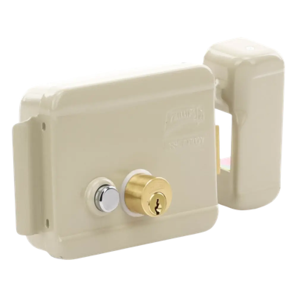 Cerradura Eléctrica / Doble Cerrojo / 12 VCC/VCA / 4 A Máx. / Botón Integrado / Exterior / Derecha