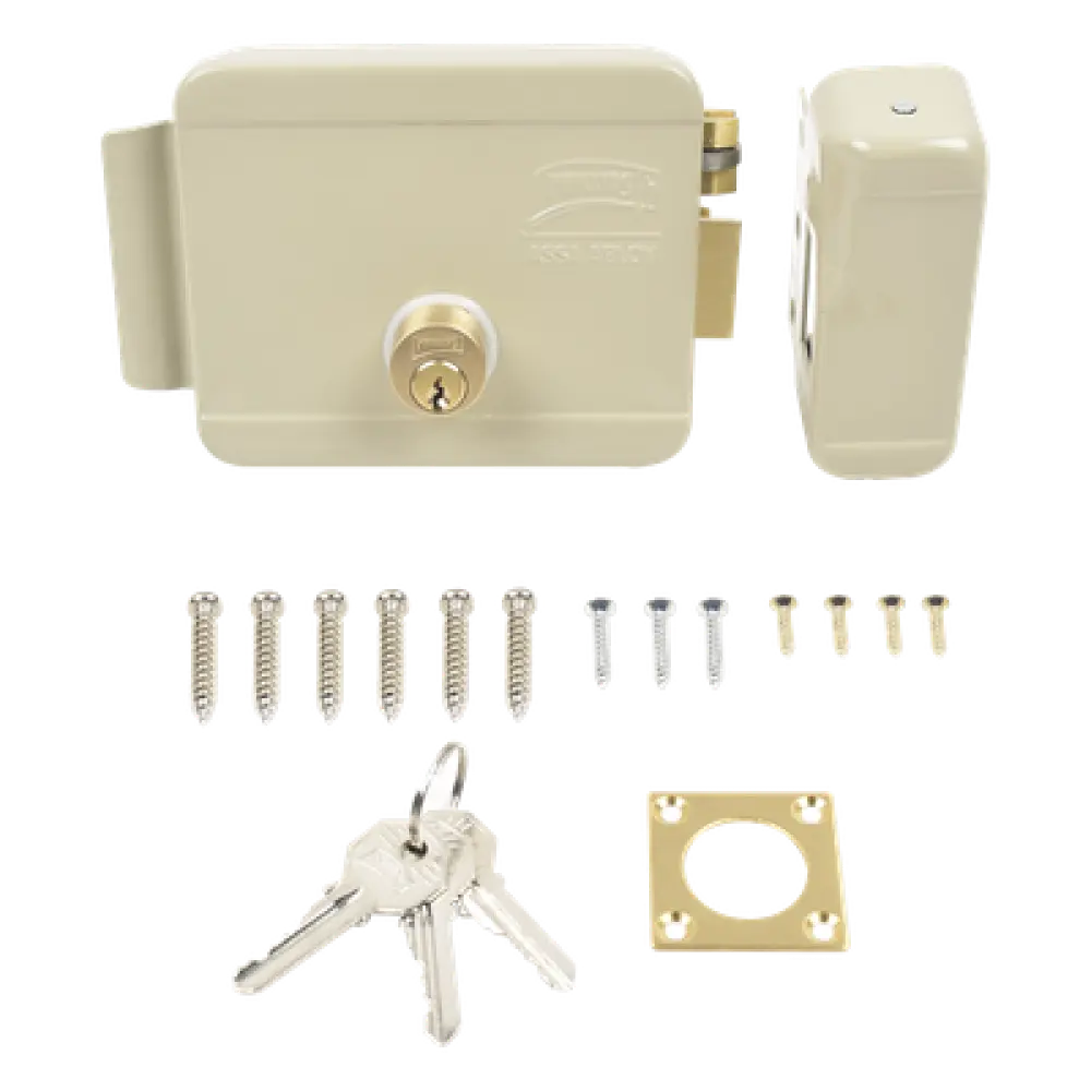Cerradura Eléctrica / Doble Cerrojo / 12 VCC/VCA / Activación por Pulso 2 s / Exterior Derecha / 129 x 103 x 38 mm