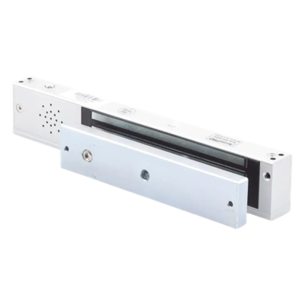 Chapa Magnética Electromagnética / 280 kg (600 lb) / Alarma Buzzer con Temporizador 5-30 s / Voltaje Dual 12/24 VDC / LED Estado / Libre Magnetismo Residual