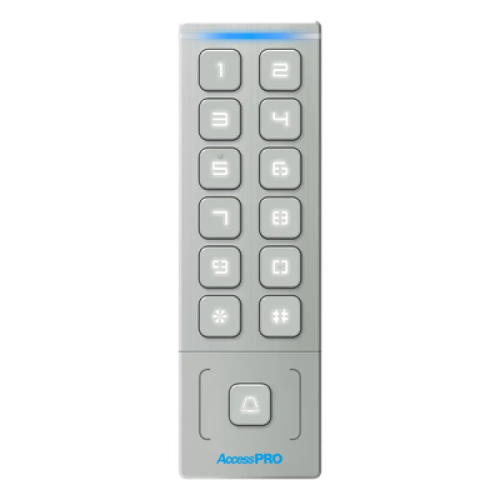 Teclado Autónomo de Acceso / 1000 Tarjetas y PIN / IP65 / Lector EM 3 cm (1.18 in) / Salida Wiegand 26/34 / -40°C a 65°C