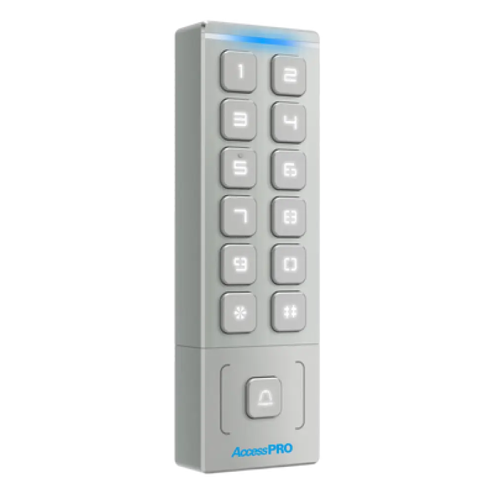 Teclado Autónomo de Acceso / 1000 Tarjetas y PIN / IP65 / Lector EM 3 cm (1.18 in) / Salida Wiegand 26/34 / -40°C a 65°C
