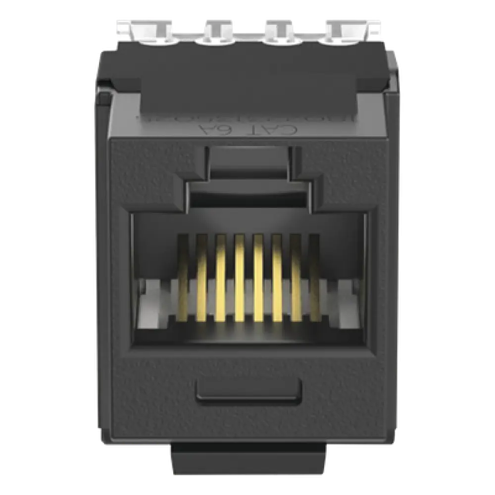 Conector Keystone / Cat 6A / 8P8C / UTP / 22-26 AWG / T568A/B / 50 μin Oro / Negro