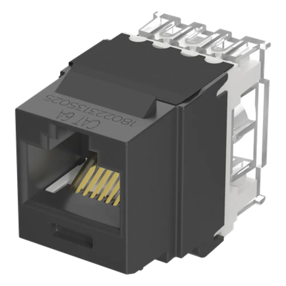 Conector Keystone / Cat 6A / 8P8C / UTP / 22-26 AWG / T568A/B / 50 μin Oro / Negro