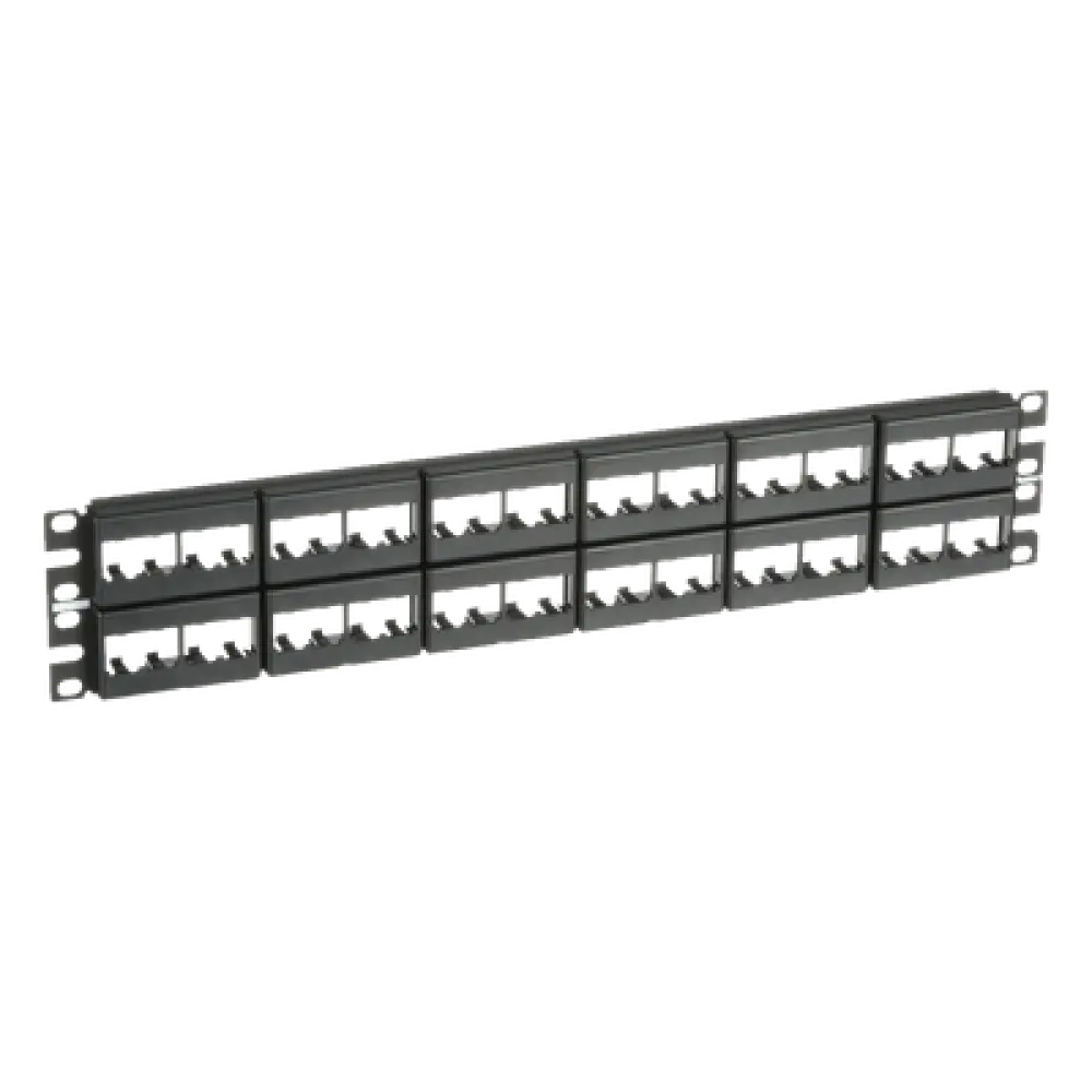 Panel de Parcheo Modular / 48 Puertos / 2 UR / 19in / Plano / Sin Blindaje / Mini-Com