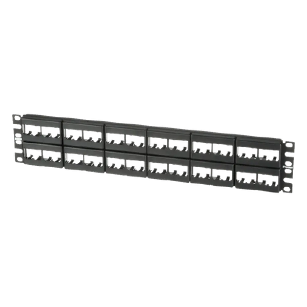 Panel de Parcheo Modular / 48 Puertos / 2 UR / 19in / Plano / Sin Blindaje / Mini-Com