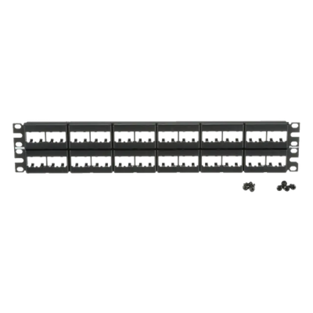 Panel de Parcheo Modular / 48 Puertos / 2 UR / 19in / Plano / Sin Blindaje / Mini-Com