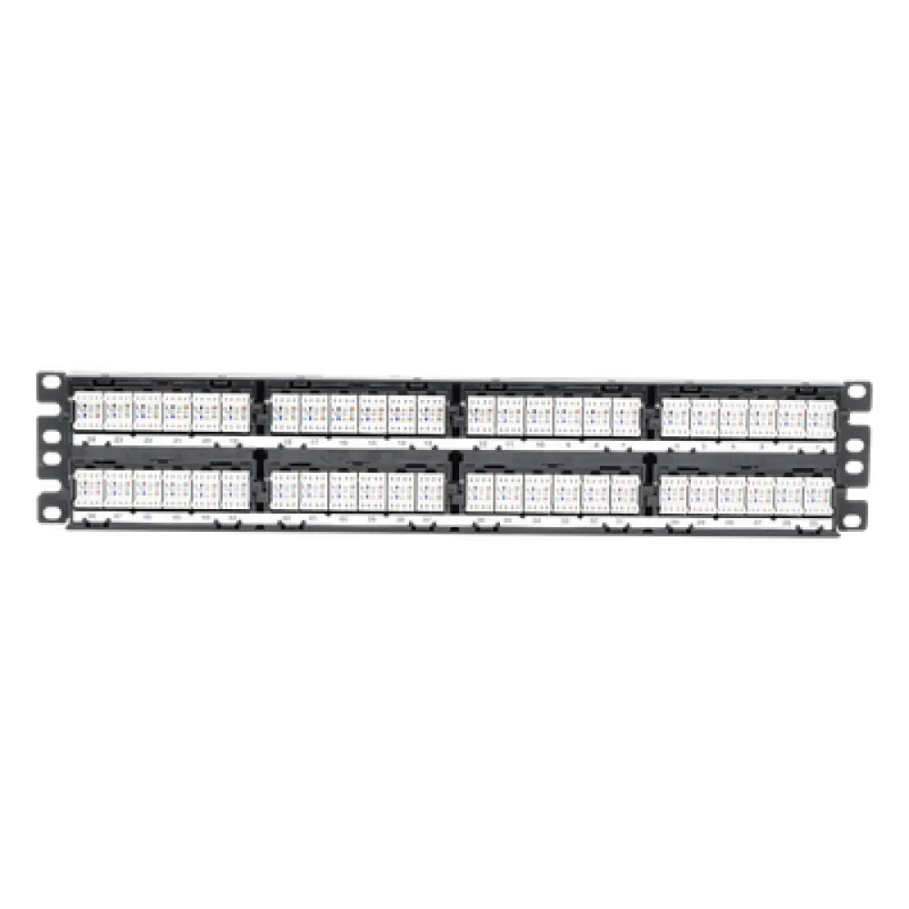 Panel de Parcheo de Impacto / Categoría 6A / 48 Puertos / 2UR / 19" / PoE++ 100W