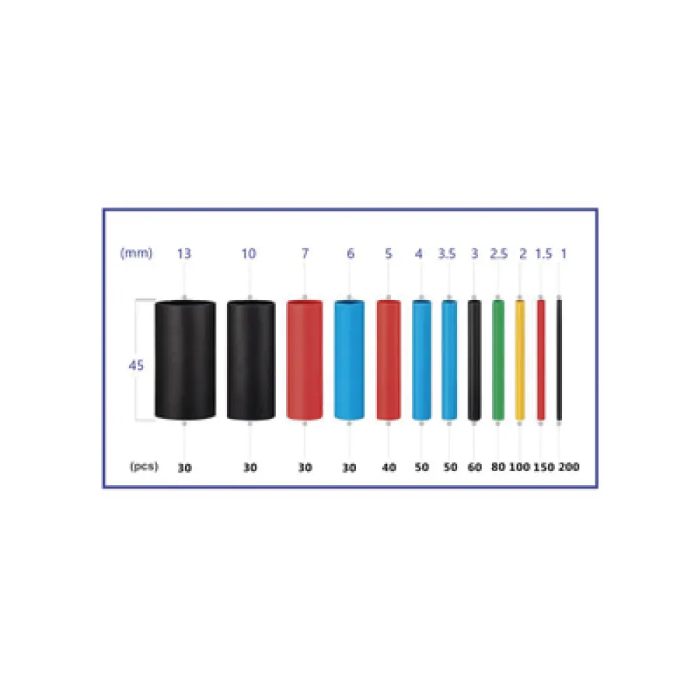 Tubos Termoencogibles / 850 Piezas / 12 Medidas / Retracción 2:1 / Resistente a Temperaturas y Corrosión