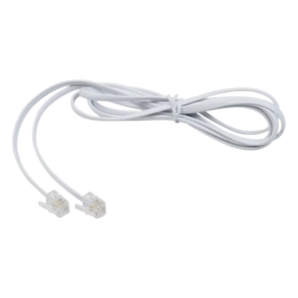 Cable Telefónico RJ11 / Plano / UTP Cat5e / 2 Pares / 1.5 m (4.92 ft) / Blanco