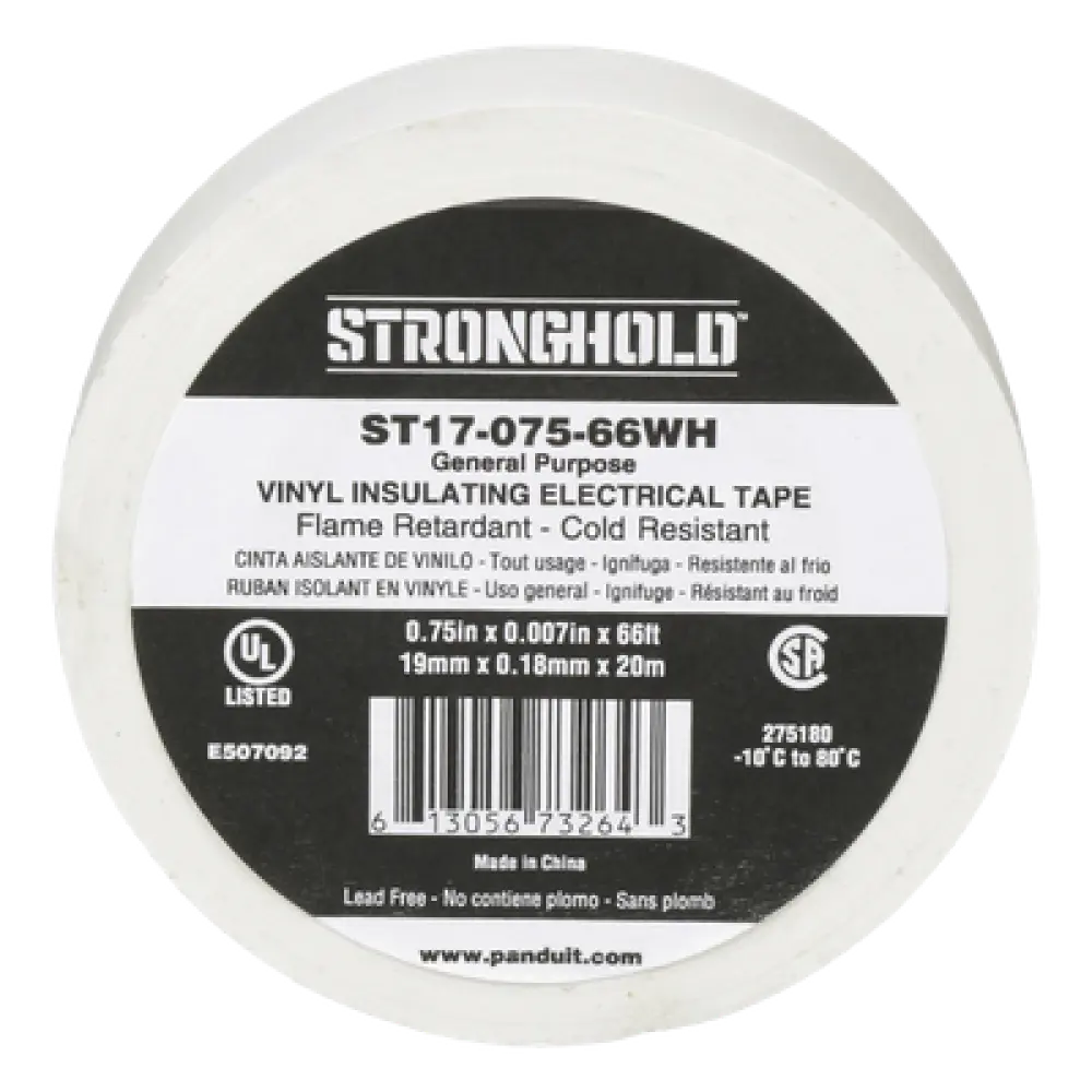 Cinta Aislante Eléctrica / PVC 0.18 mm / 19 mm x 20.12 m (66 ft) / 600V / UL 510 / -10°C a 80°C / Interior-Exterior