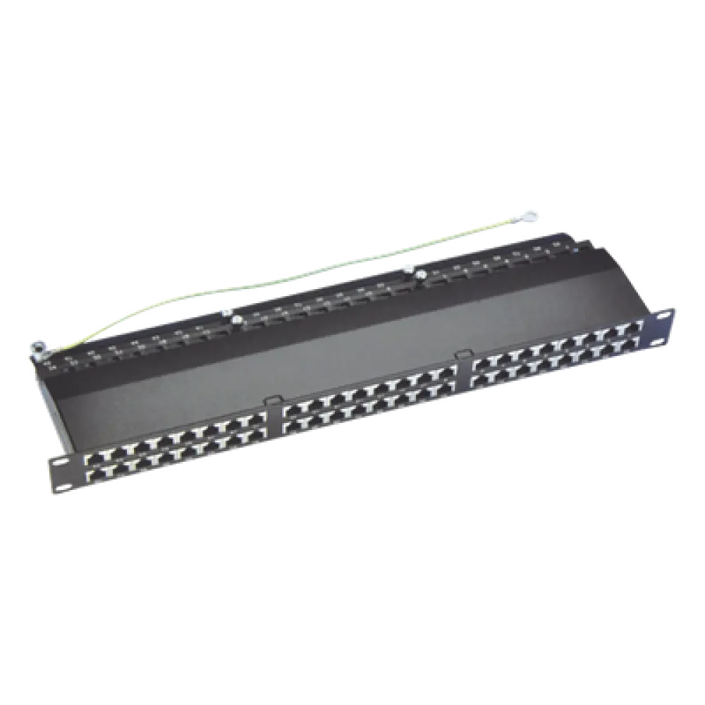 Panel de Parcheo Precargado / 48 Puertos / Cat6A Blindado / 1U Rack / T568A-B