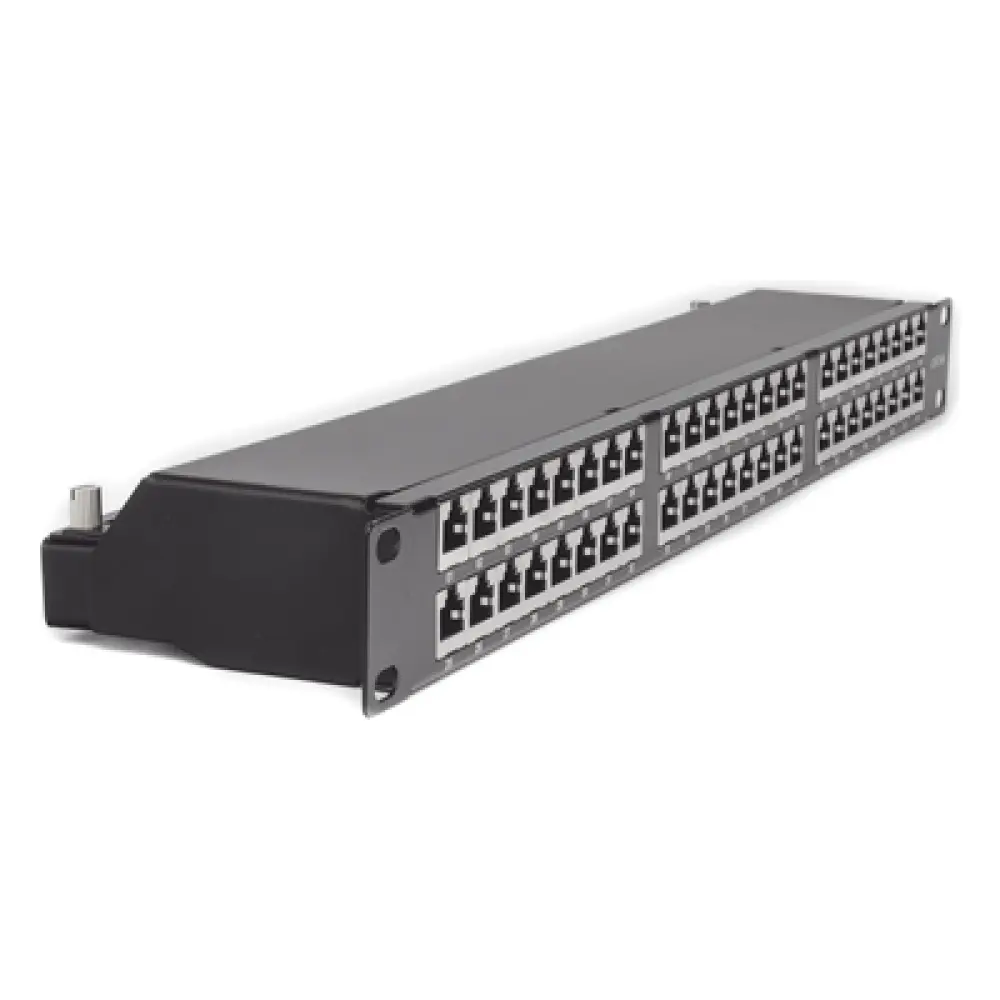 Panel de Parcheo Precargado / 48 Puertos / Cat6A Blindado / 1U Rack / T568A-B