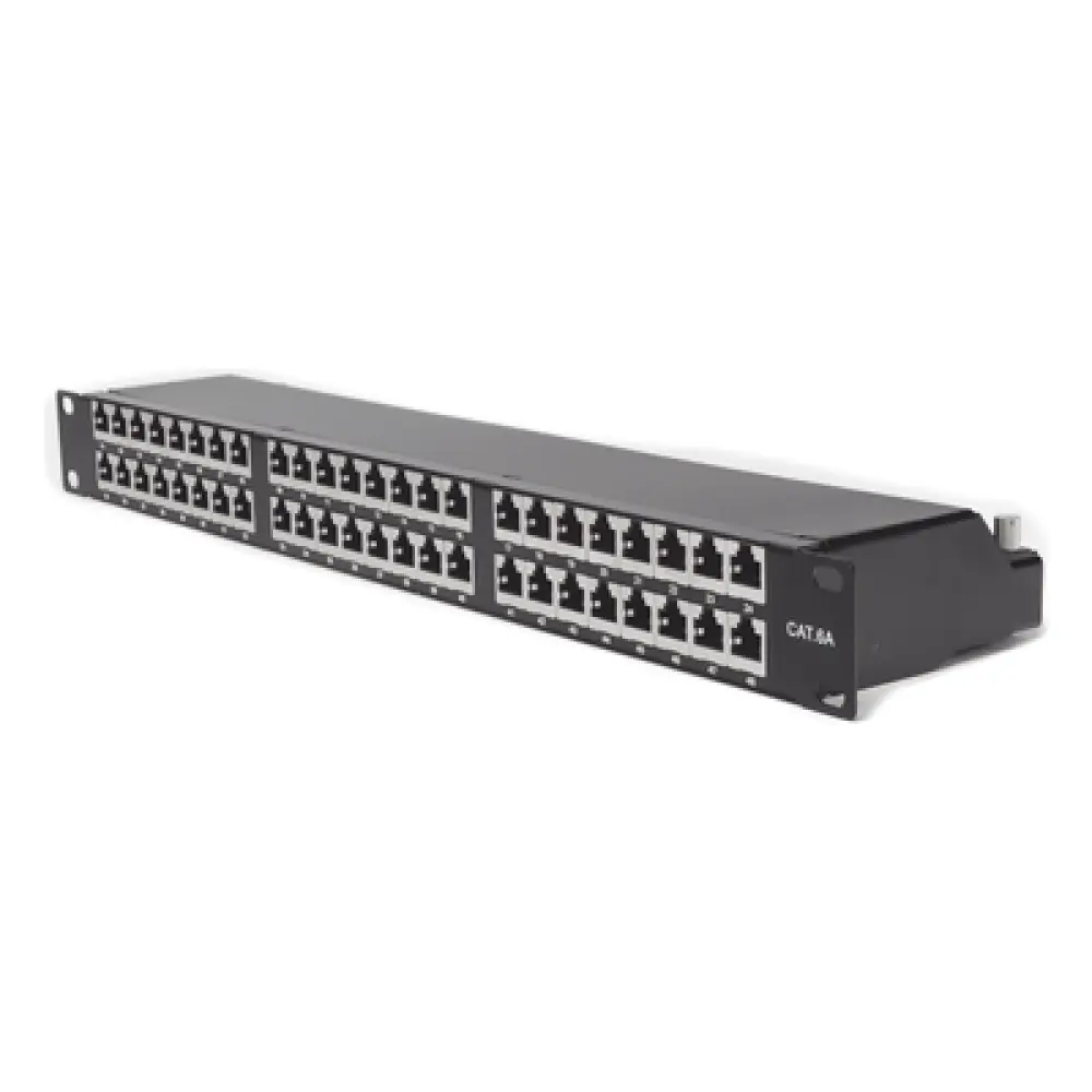 Panel de Parcheo Precargado / 48 Puertos / Cat6A Blindado / 1U Rack / T568A-B