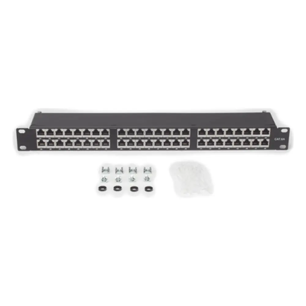 Panel de Parcheo Precargado / 48 Puertos / Cat6A Blindado / 1U Rack / T568A-B